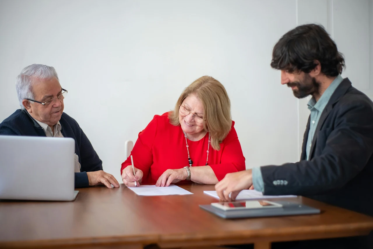 Lady signing document