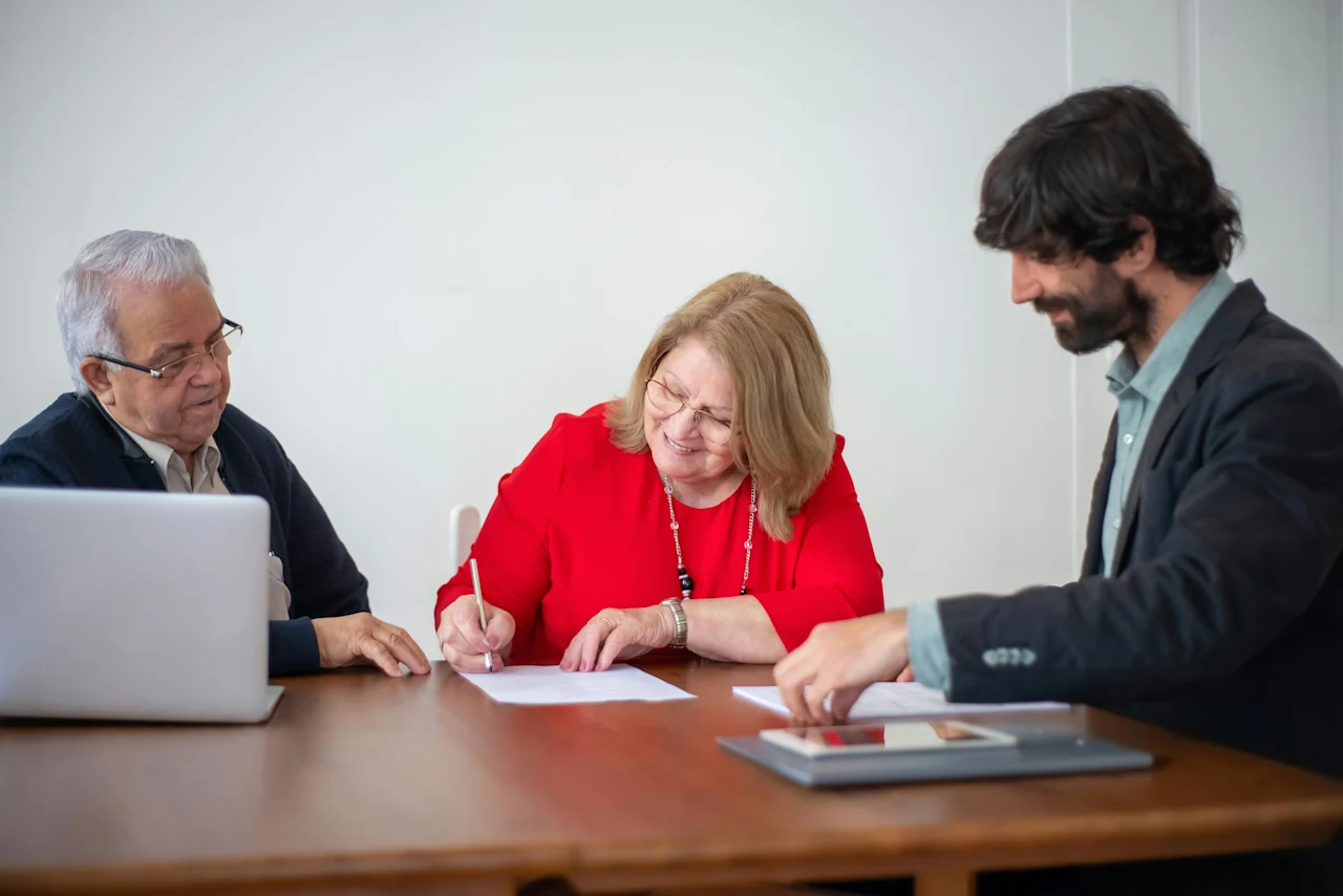 Lady signing document