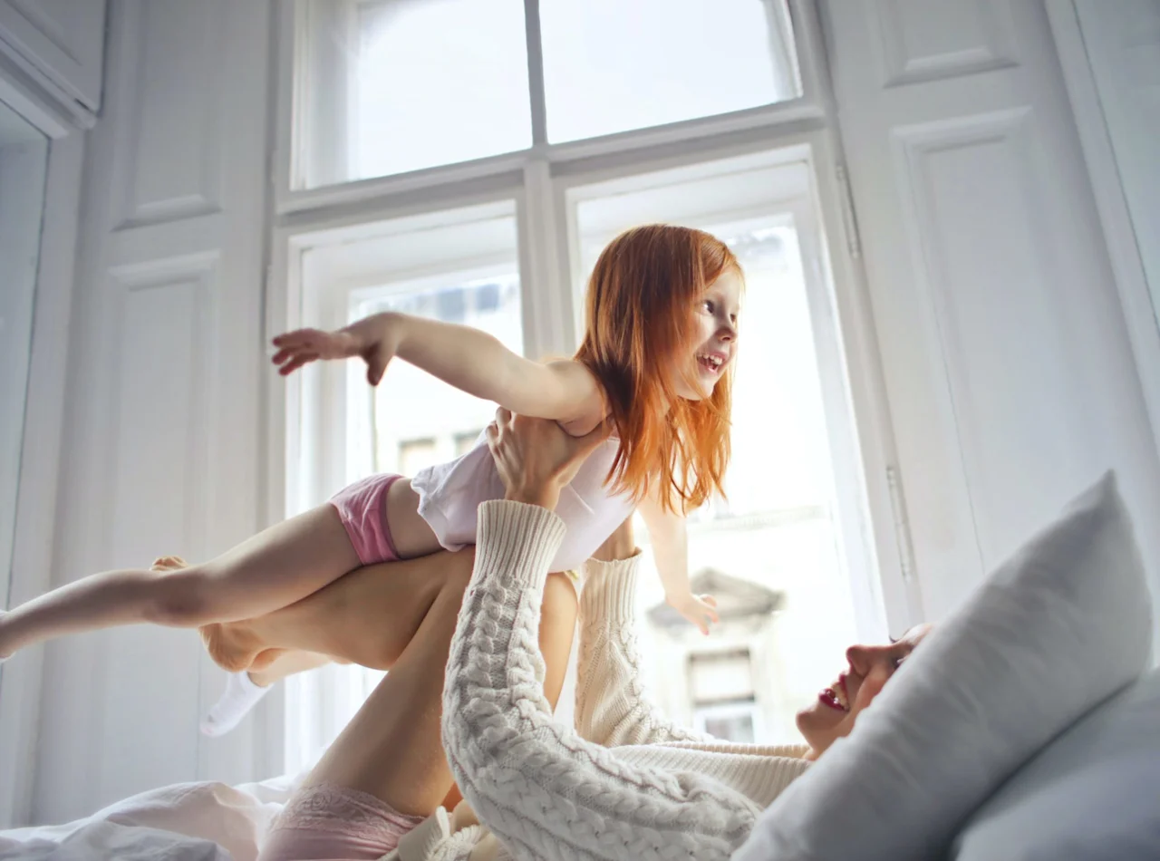young girl flying