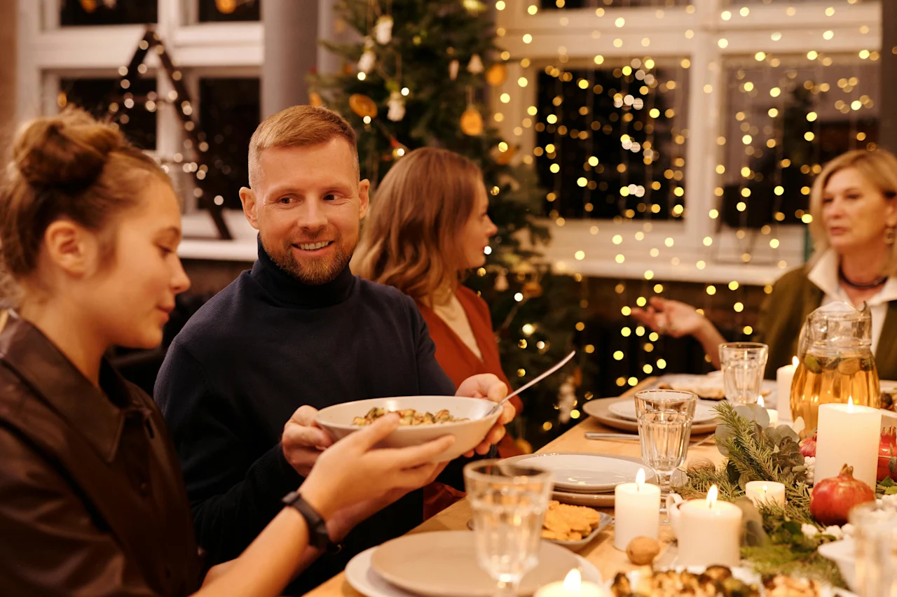 Family gathering at the table.