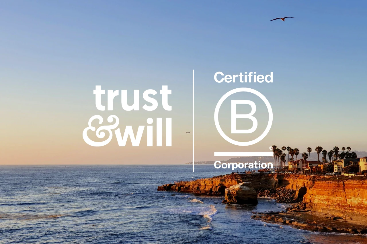 Trust & Will and B Corp logo lockup